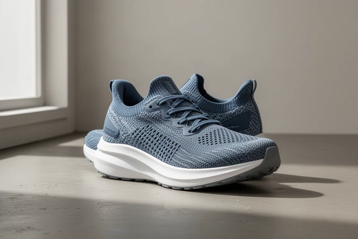Nike ZoomX Invincible 3 running shoe with thick white midsole on concrete