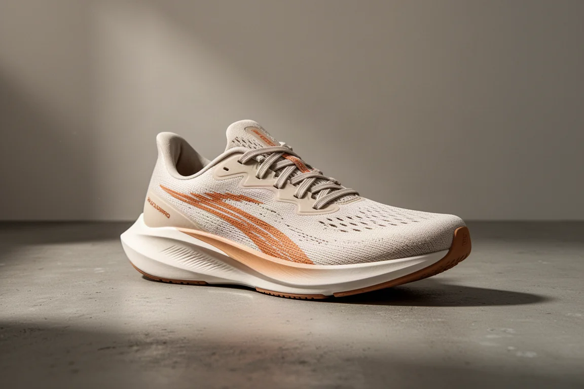 Nike ZoomX Streakfly running shoe in three-quarter view on a concrete surface