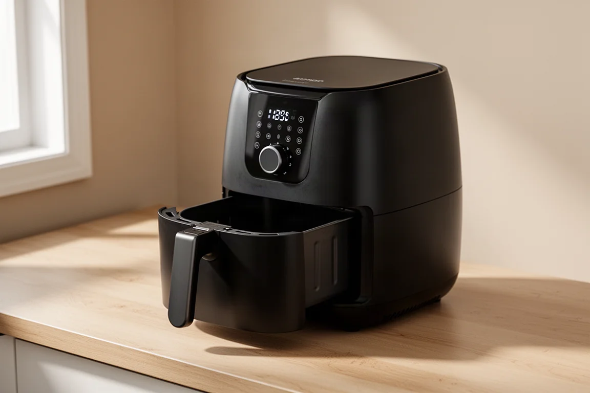 Ninja Air Fryer Max XL on a light wooden kitchen counter