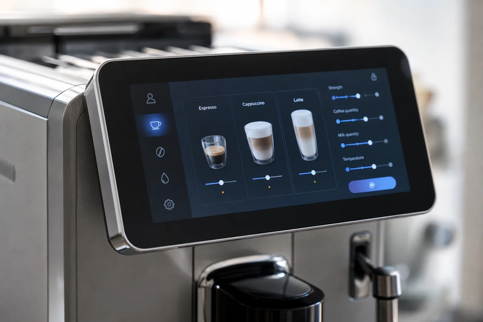Digital touchscreen display with customizable drink profiles
