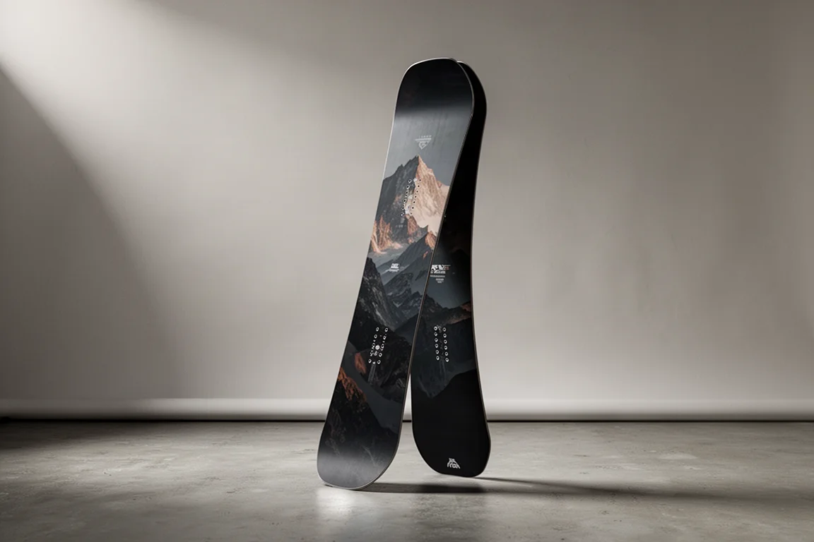 Nitro Alternator Snowboard aufrecht auf einem Betonboden stehend