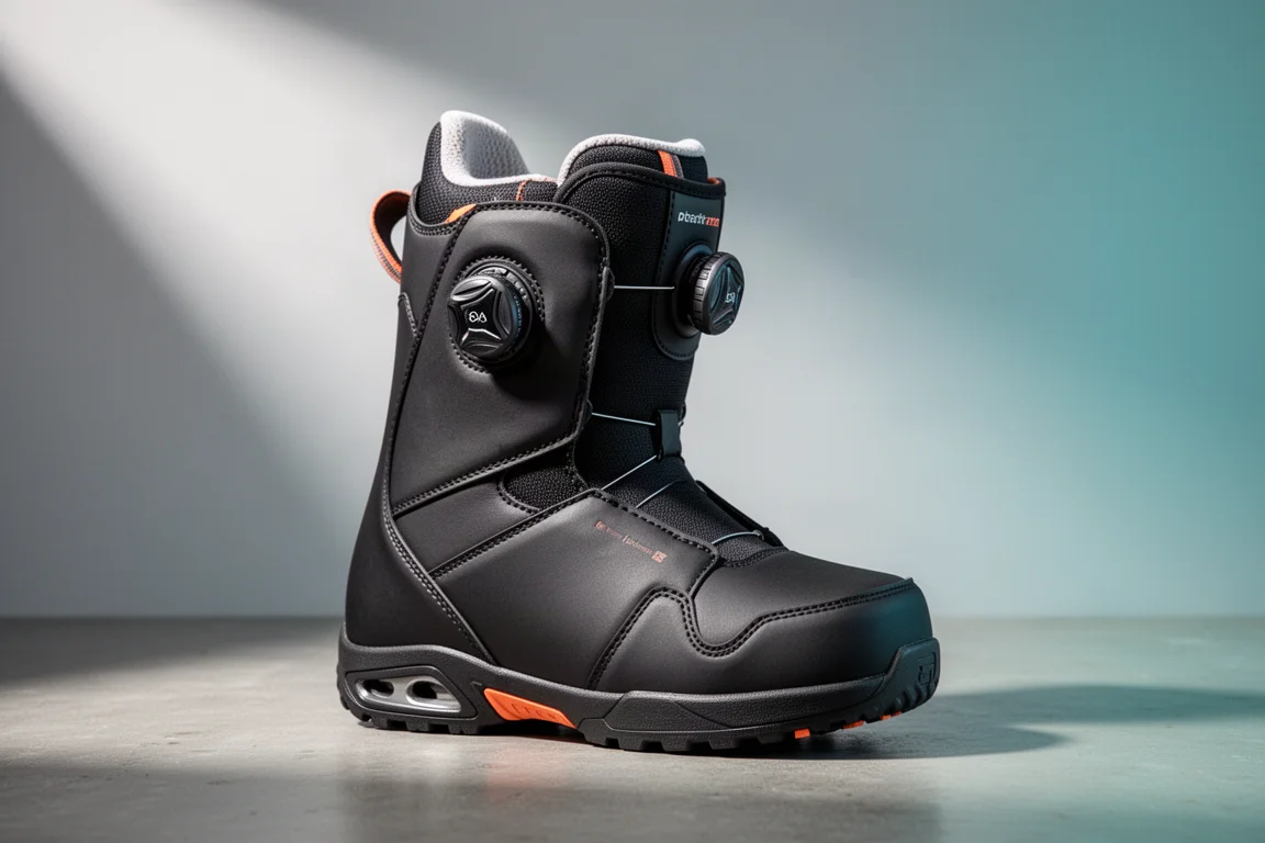 Stivale da snowboard Nitro Fate Boa con manopola Boa su superficie in cemento opaco