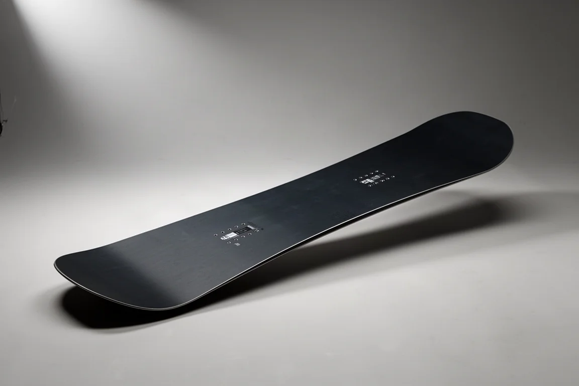 Nitro Magnum wide snowboard standing upright against a neutral grey backdrop