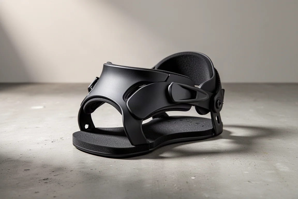 Cinghia del tallone Nitro Perfect Fit in nero opaco su una superficie di cemento