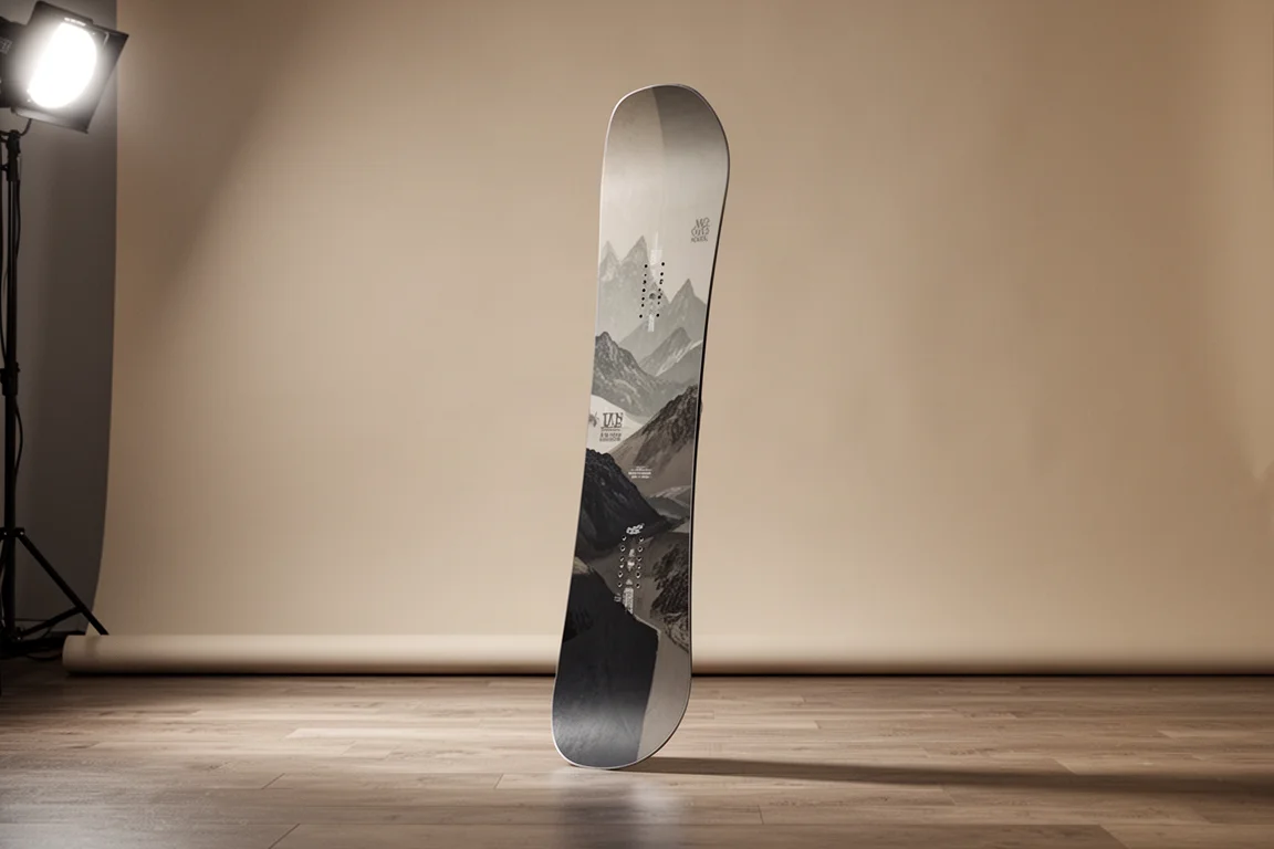 Nitro Santoku snowboard standing upright against a neutral backdrop