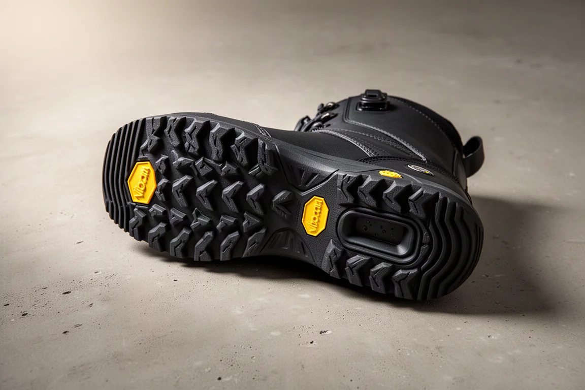 Suola esterna in gomma Vibram di uno scarponcino da snowboard con battitura profonda