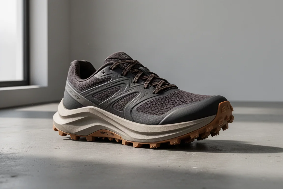 Nnormal Kadi trail running shoe on a matte concrete surface