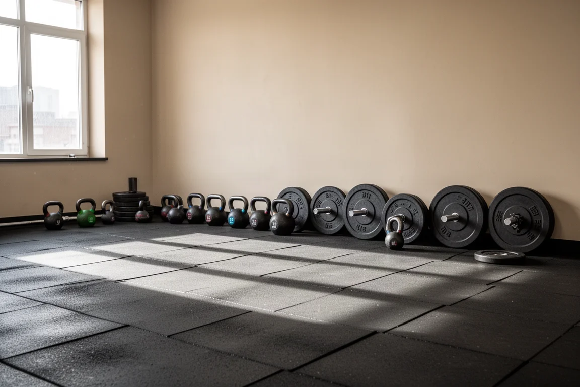 Athlète effectuant des exercices de training fonctionnel en salle avec une chaussure de running