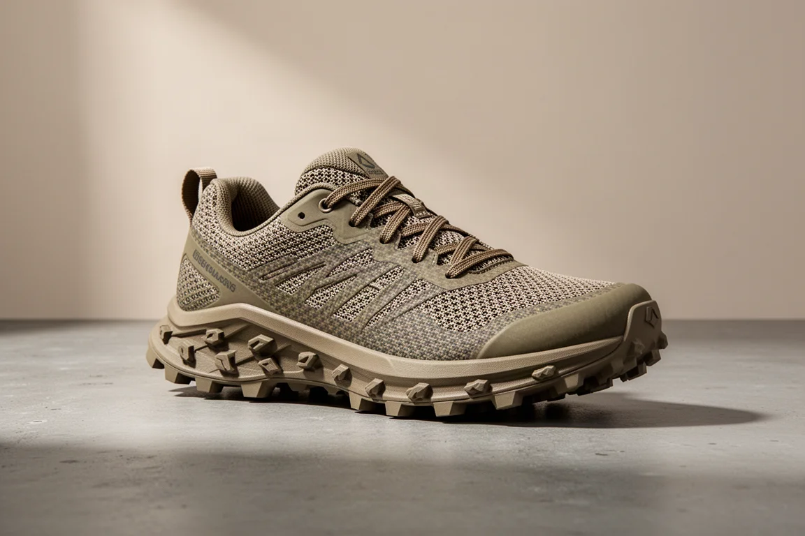 Norda 0001 Cooper's Hawk Edition trail shoe on a concrete surface