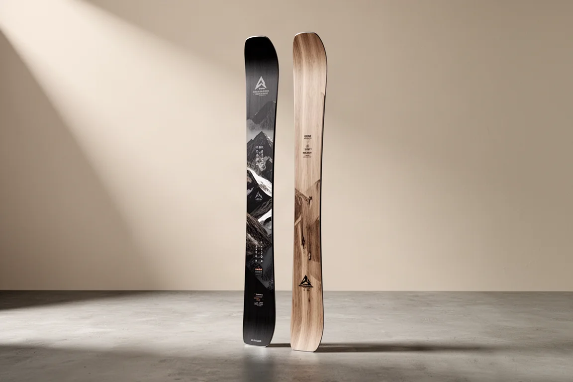 Nordica Unleashed 98 and Salomon QST 98 skis stood upright side by side