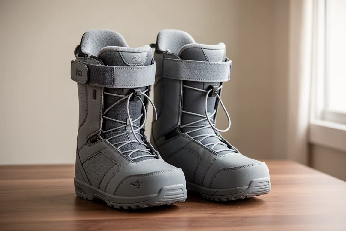 Binnenschoen van een snowboardschoen met interne vetersluiting en power strap