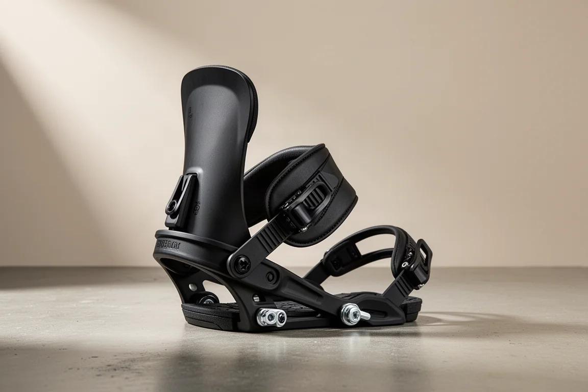 Fixation de snowboard Now Drive Pro vue sous un angle de trois quarts sur du béton