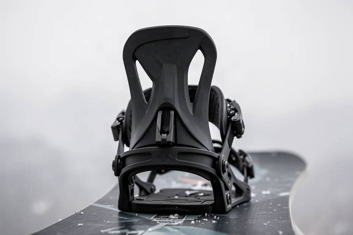 Highback van een snowboardbinding die licht meegeeft onder lichte druk