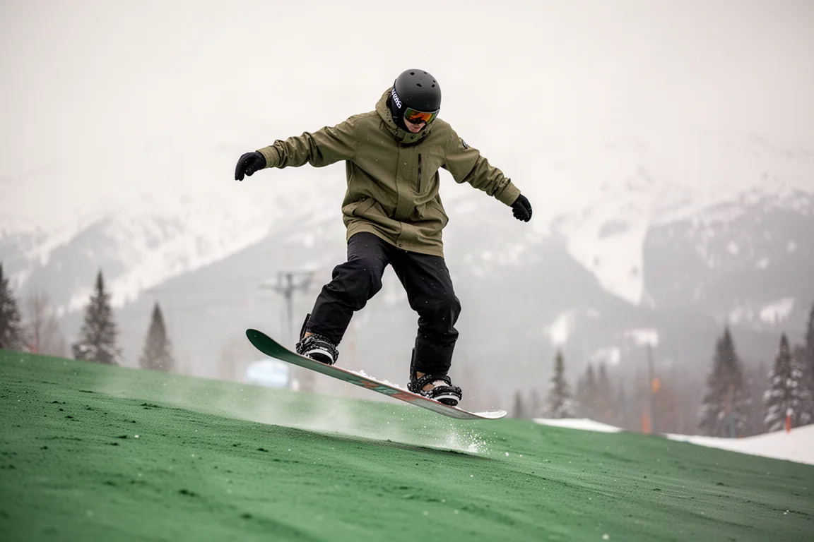 Snowboarder macht Presses und Butters an einem sanften Hang