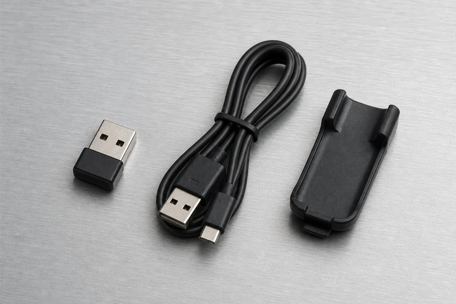 Wireless USB dongle and charging cable for a compact mechanical keyboard