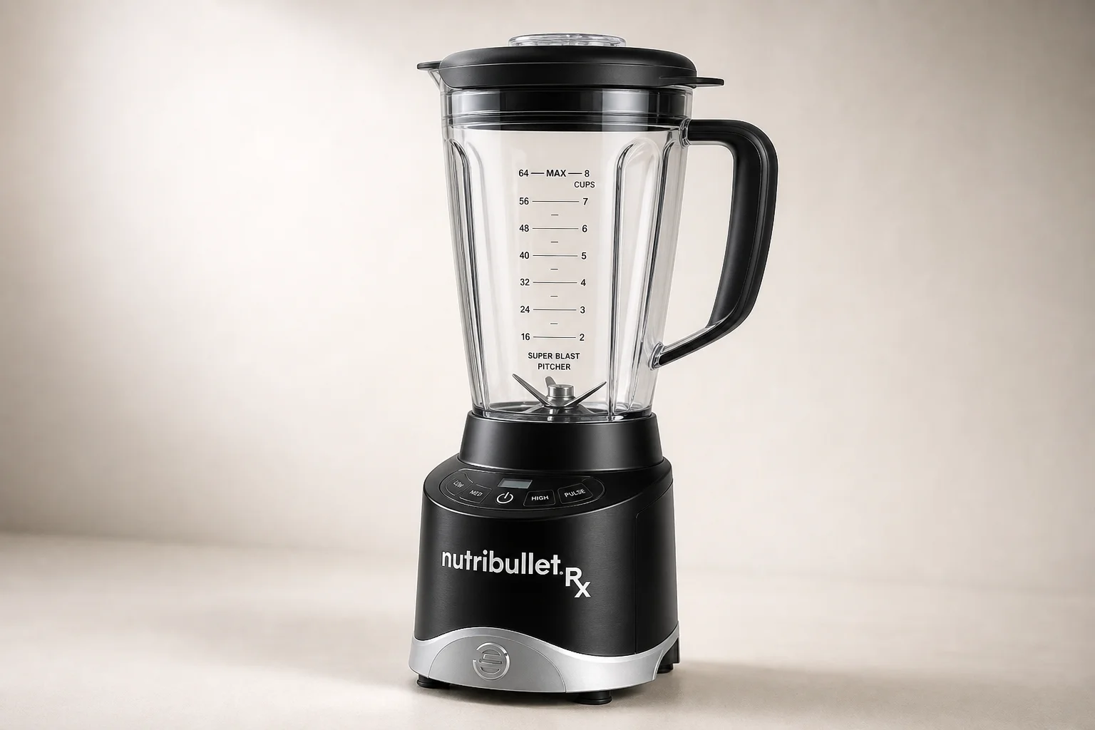 Cinq modèles de mixeurs NutriBullet disposés par taille sur une surface en béton