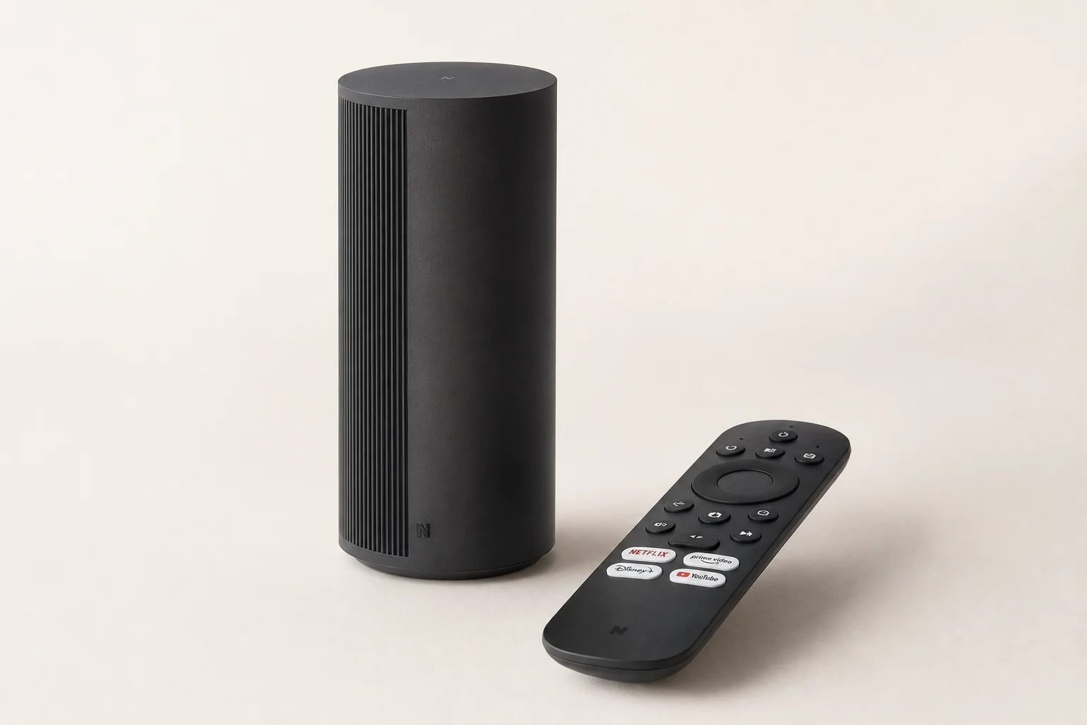 Five streaming devices arranged in descending order on concrete surface