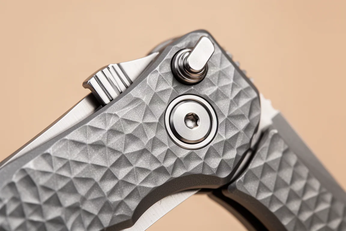 Close-up van de flipper en het scharnierpunt van een zakmes