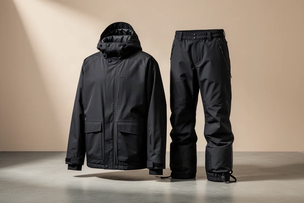 Oakley signature shell jacket and shell pants arranged on a concrete surface