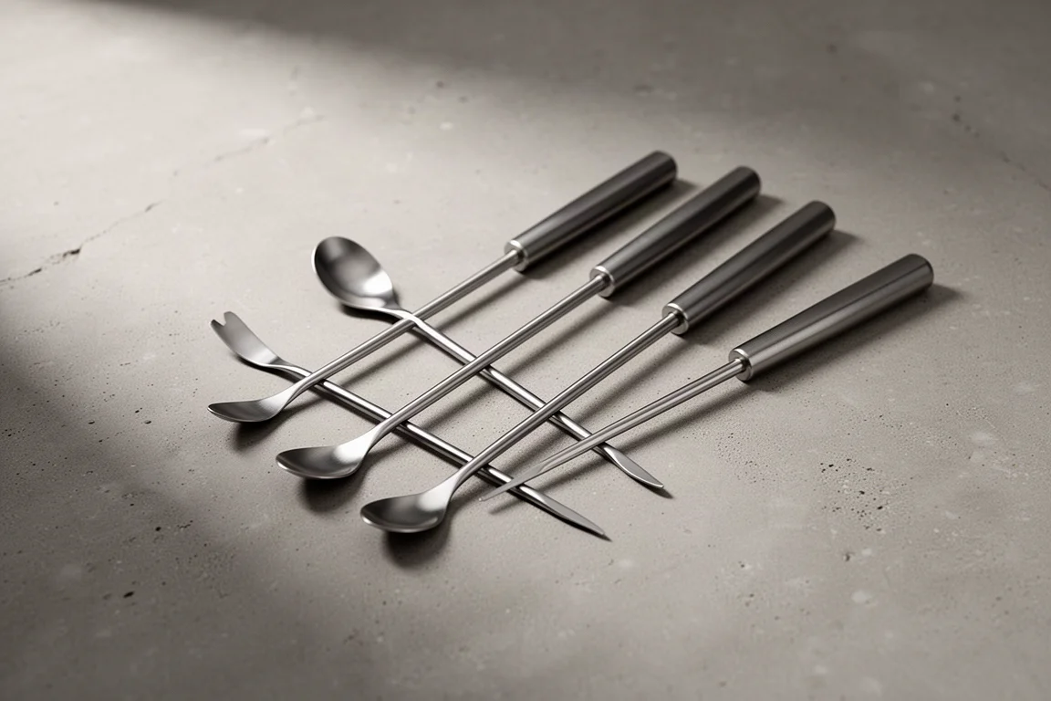 Four-piece seal and O-ring remover tool set arranged on a concrete surface