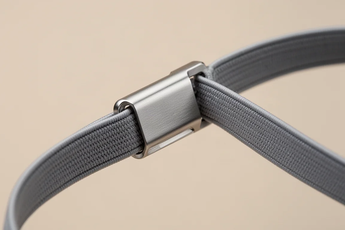 Close-up of a pocket clip tail sliding into a headband mounting notch