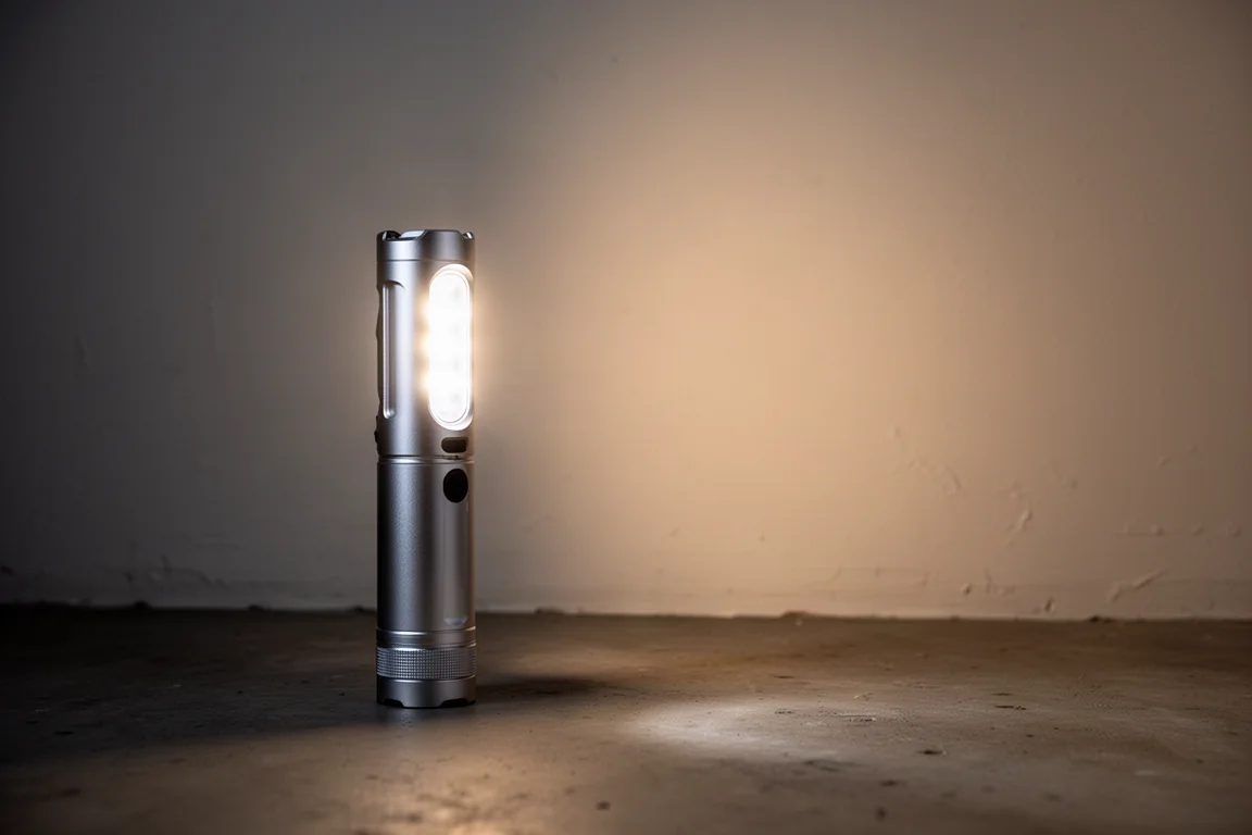 Torcina con lampada a 360 gradi che illumina dolcemente in una stanza buia