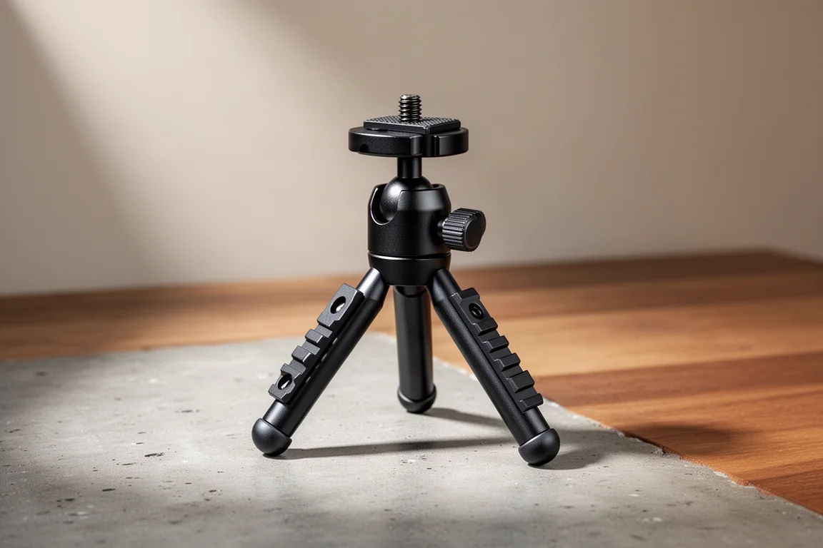 Olight Tactical Tripod appoggiato su una superficie in cemento con luce da studio morbida