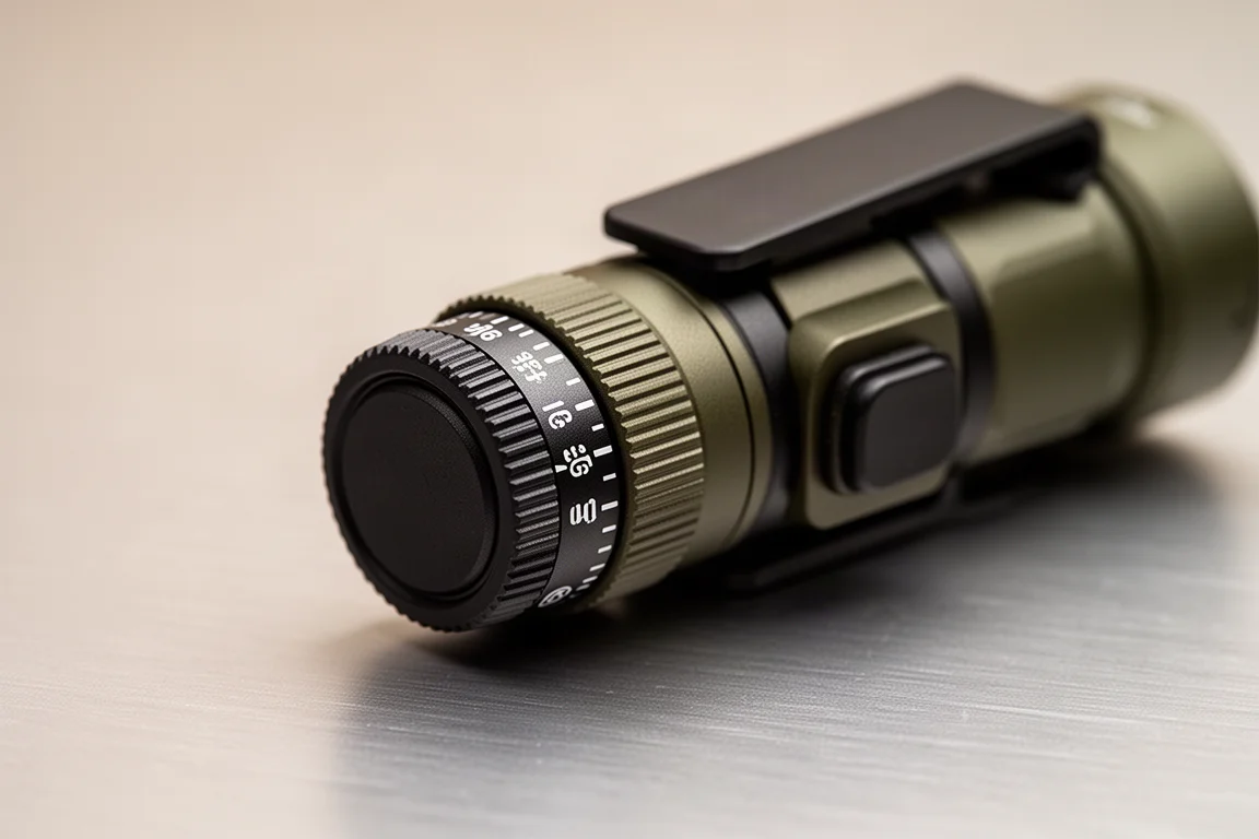 Cadran rotatif d'une petite lampe de poche à pince commutant entre les modes d'éclairage