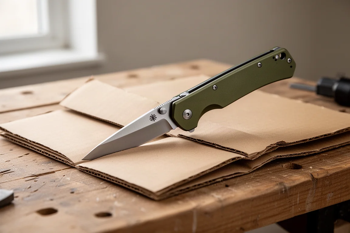 Couteau pliant léger tranchant proprement à travers du carton
