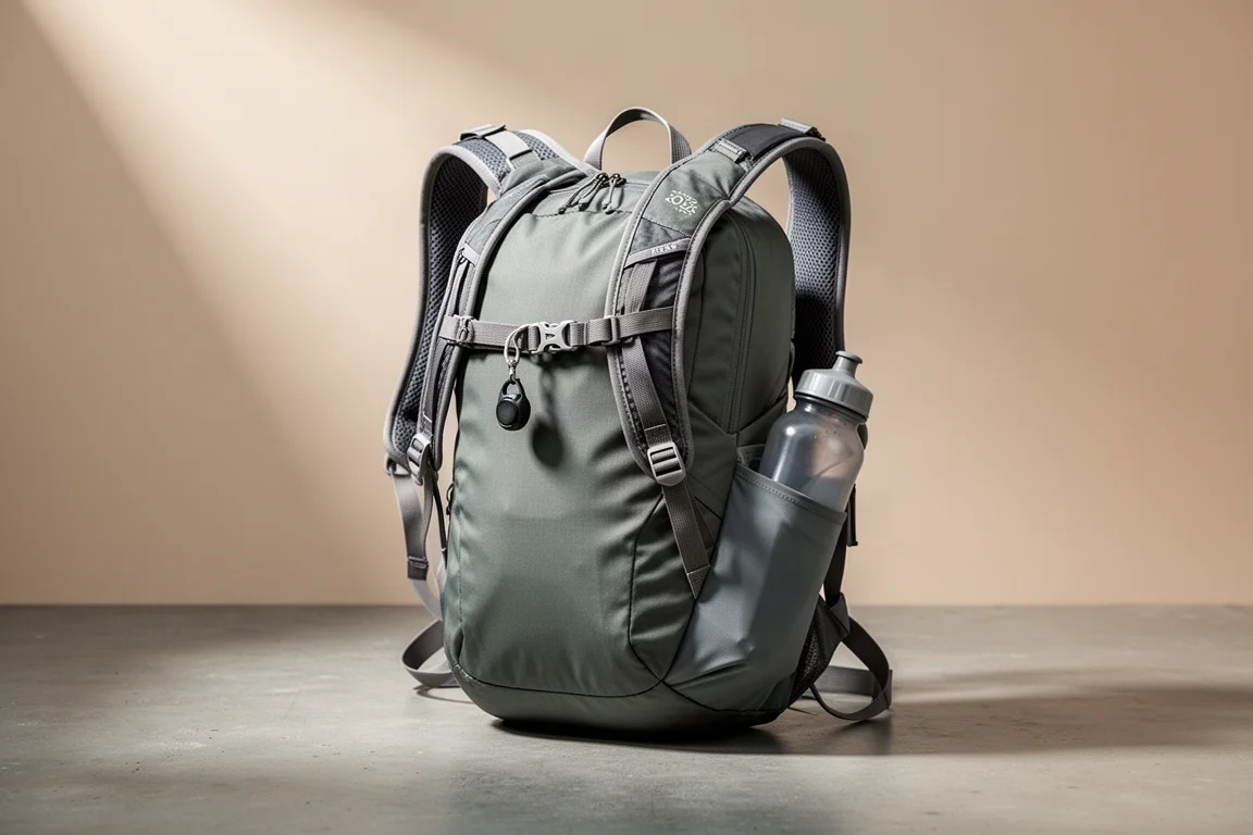 OM Ultra 20 running backpack shown at a three-quarter angle on a concrete surface