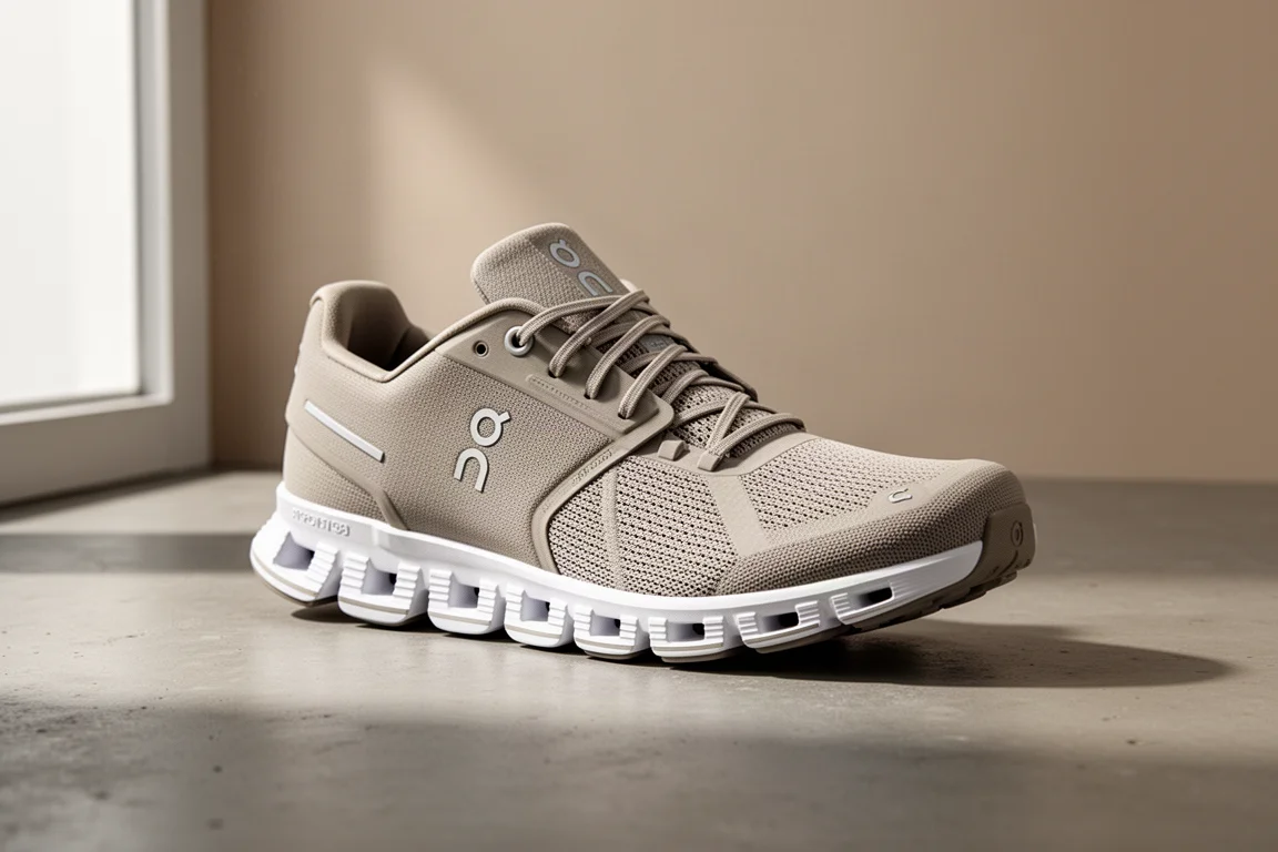 On Cloud Stratus 3 running shoe on a matte concrete surface