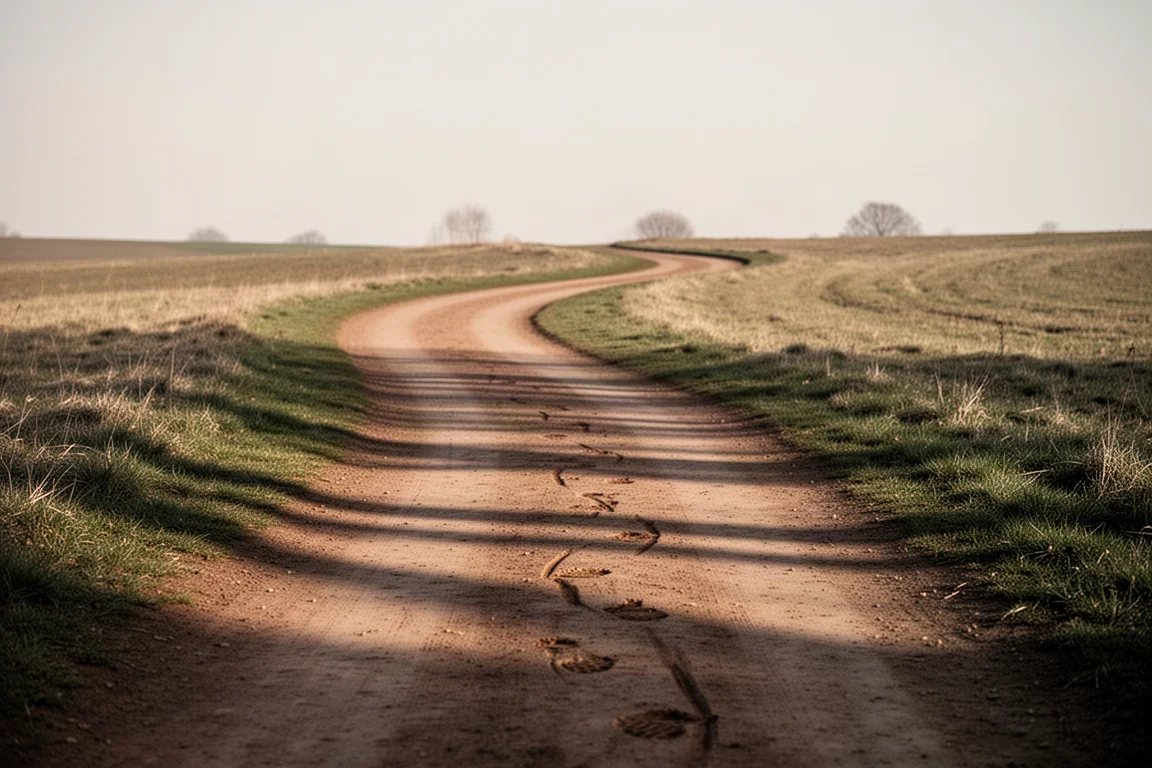 Sentier compacté et damé en lumière douce