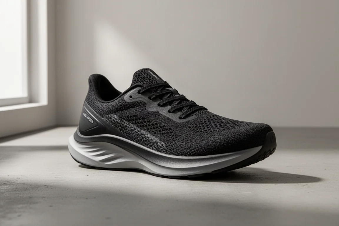 On Cloudgo lightweight running shoe shown at a three-quarter angle on concrete