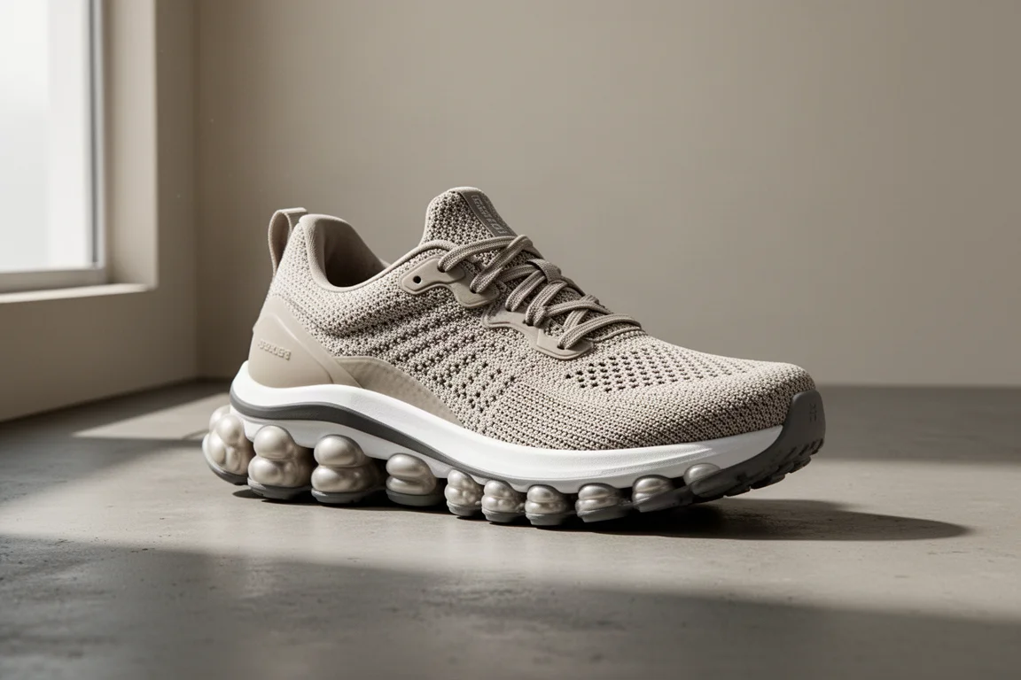 Scarpa da running On Cloudmonster 3 con suola a podi su superficie di cemento opaca