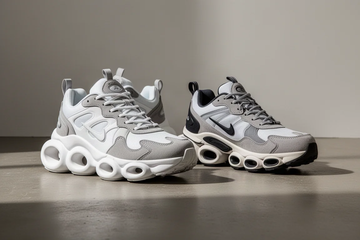 On Cloudmonster and Cloudstratus 3 running shoes side by side on concrete