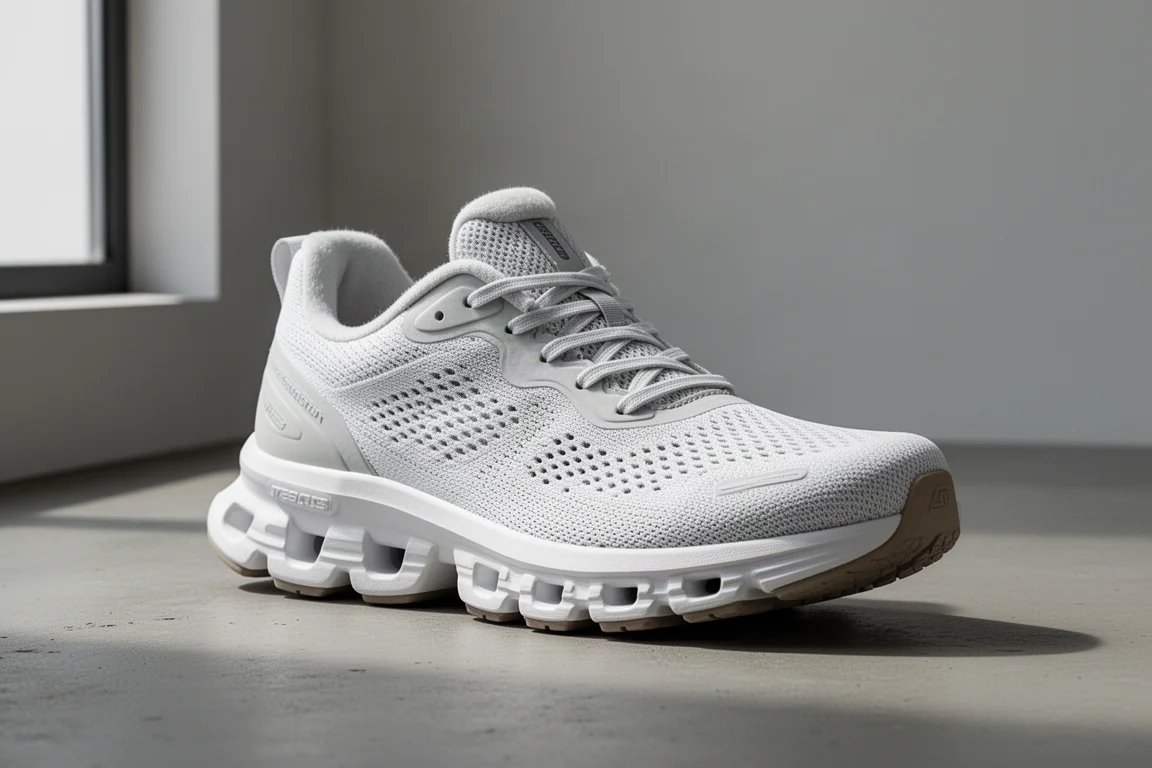On Cloudstratus 3 cushioned road running shoe on a matte concrete surface