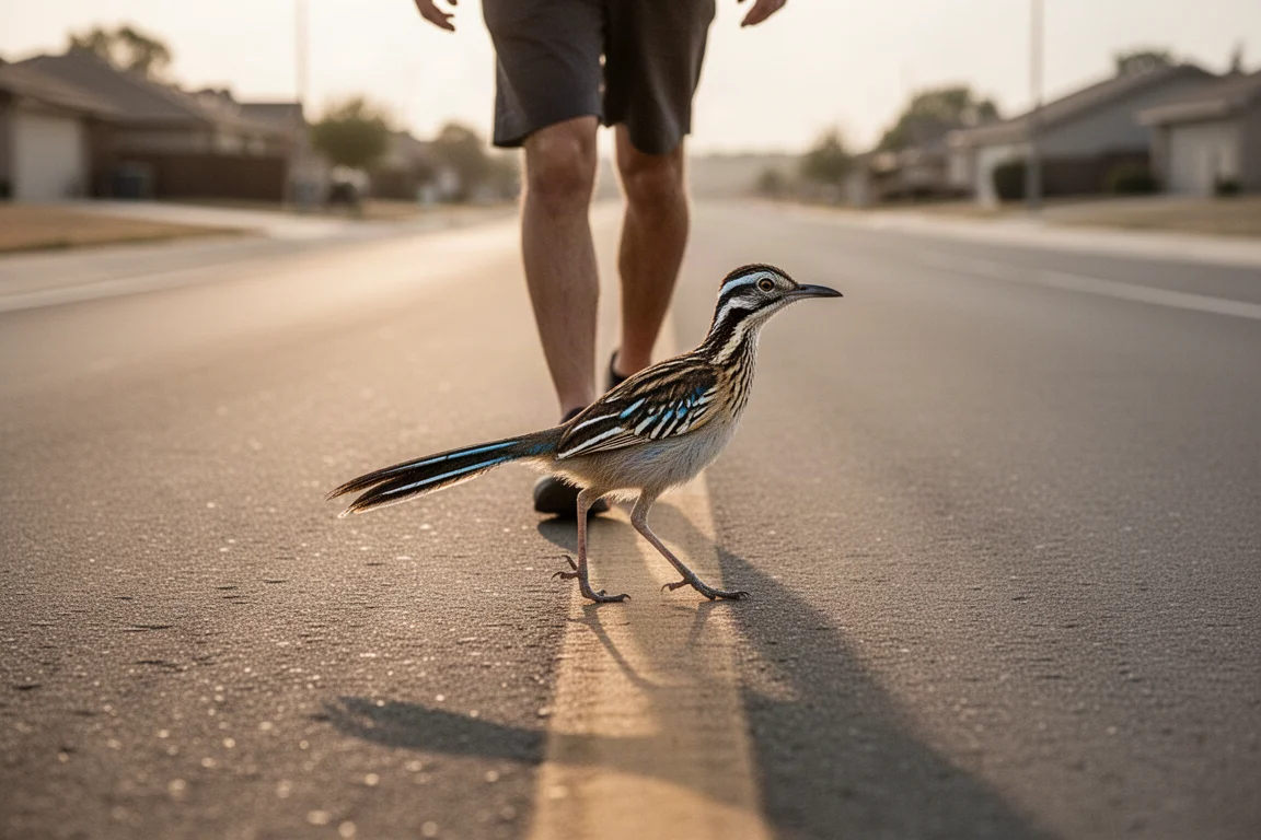 Runner finishing a long steady road run in soft evening light