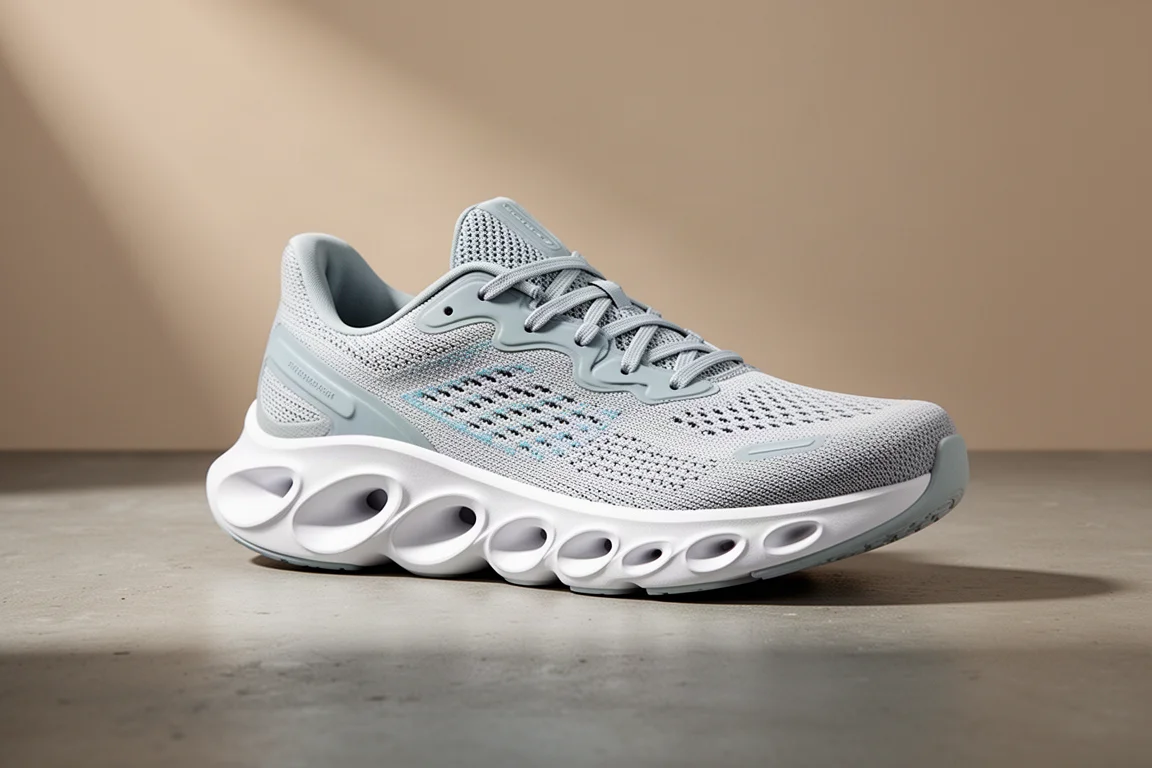 On Cloudsurfer 3 running shoe with cutout midsole on grey surface