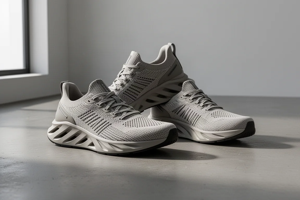 Pair of On Cloudsurfer running shoes on a concrete floor