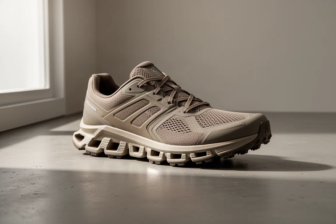 On Cloudvista trail running shoe shown at a three-quarter angle on a concrete surface