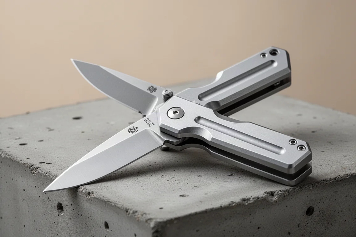 Hand holding a thick-handled folding knife showing comfortable grip ergonomics