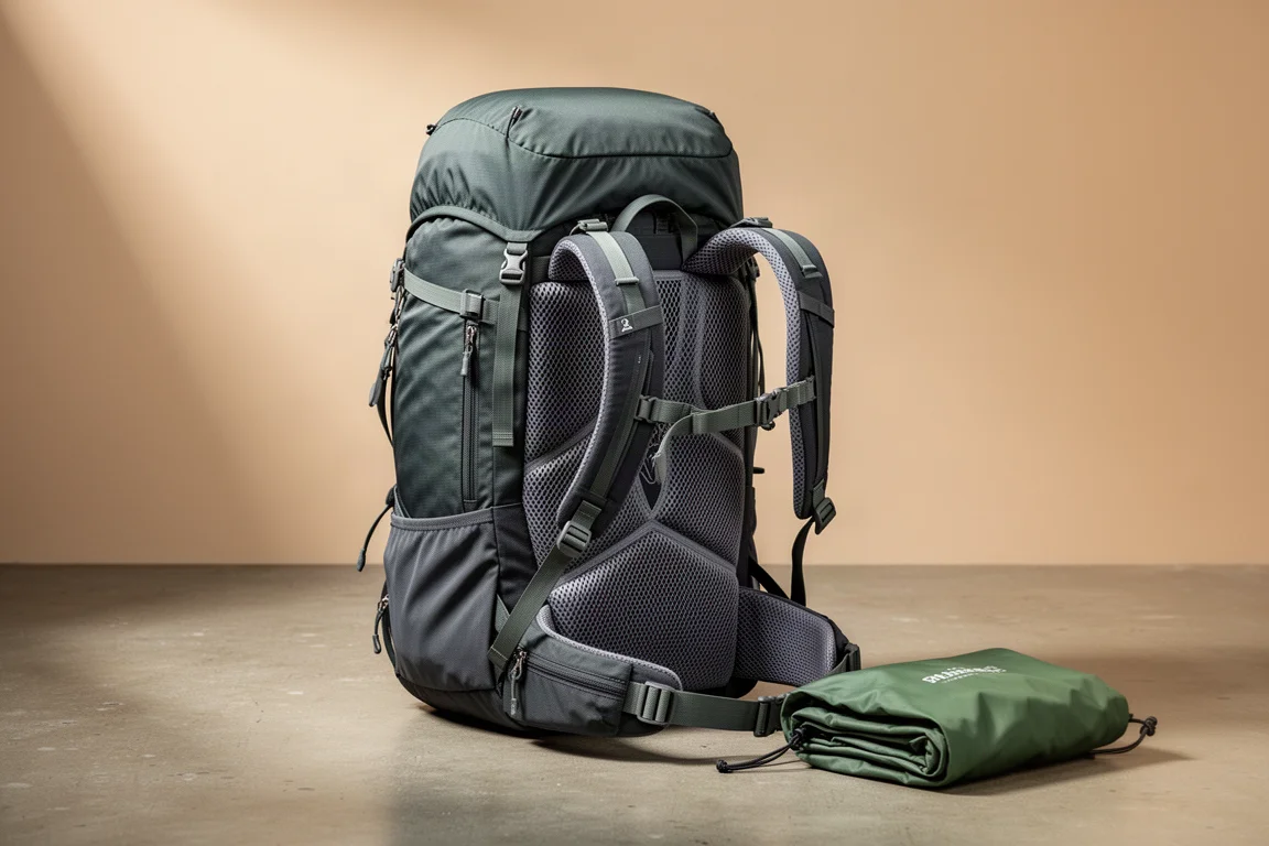 Osprey Stratos 24 hiking backpack with suspended mesh back panel on concrete surface