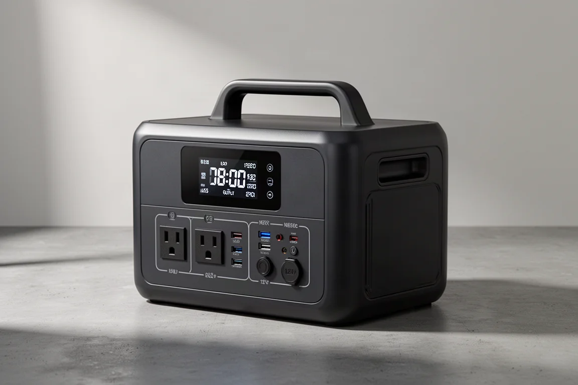 Oukel P201 portable power station on a concrete surface