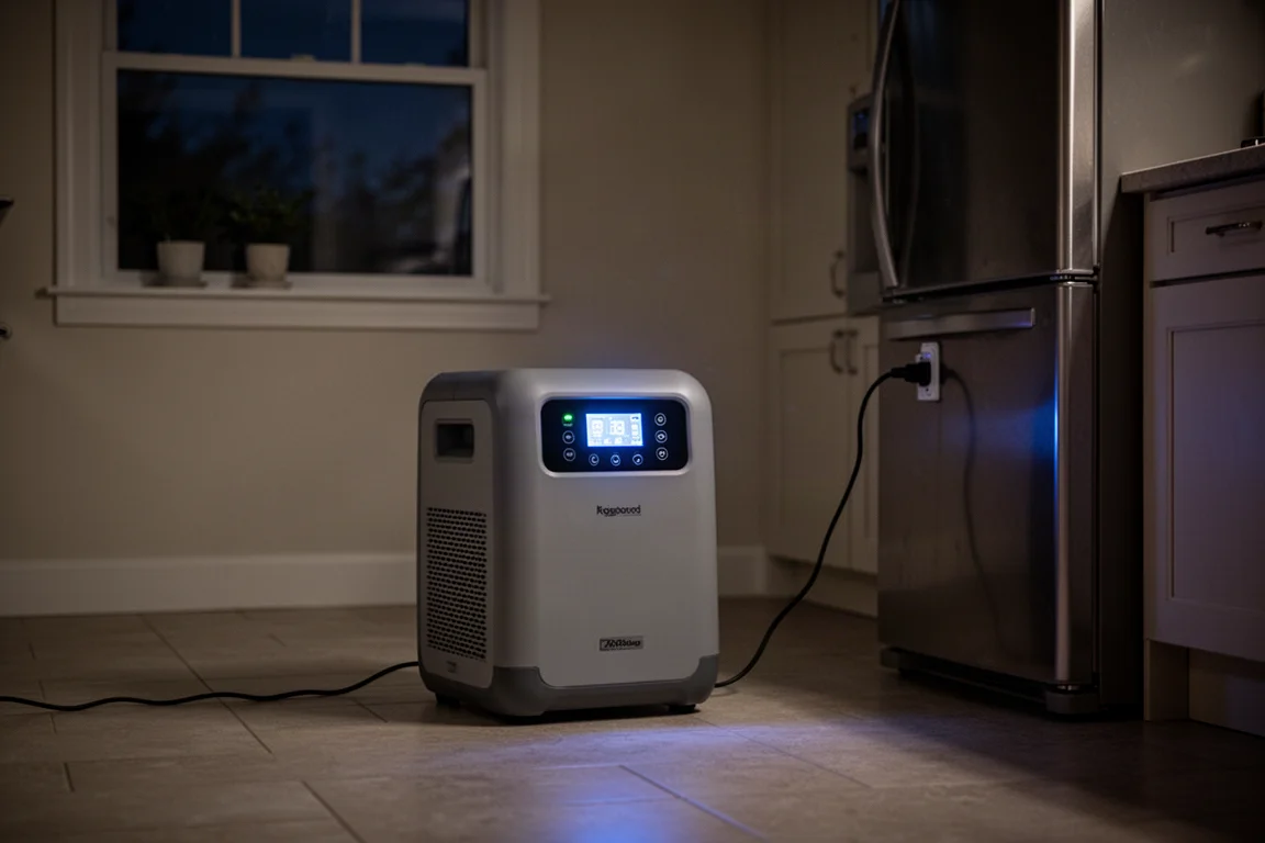 模擬夜間停電時,電源為冰箱供電