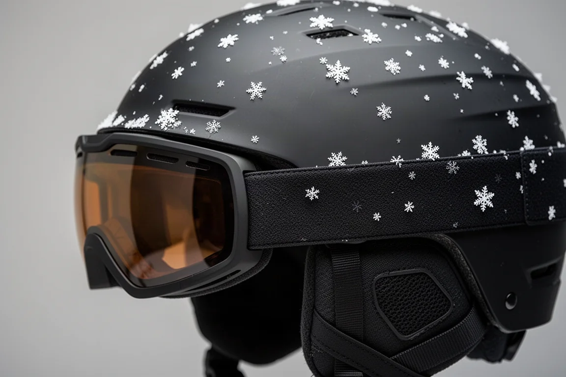 Goggles schließen bündig an einem Snowboard-Helm ab