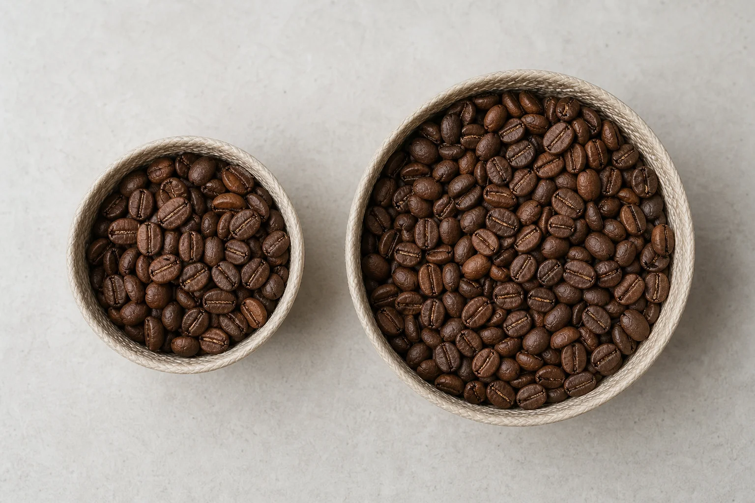 Nano and Mino coffee baskets side by side showing size difference