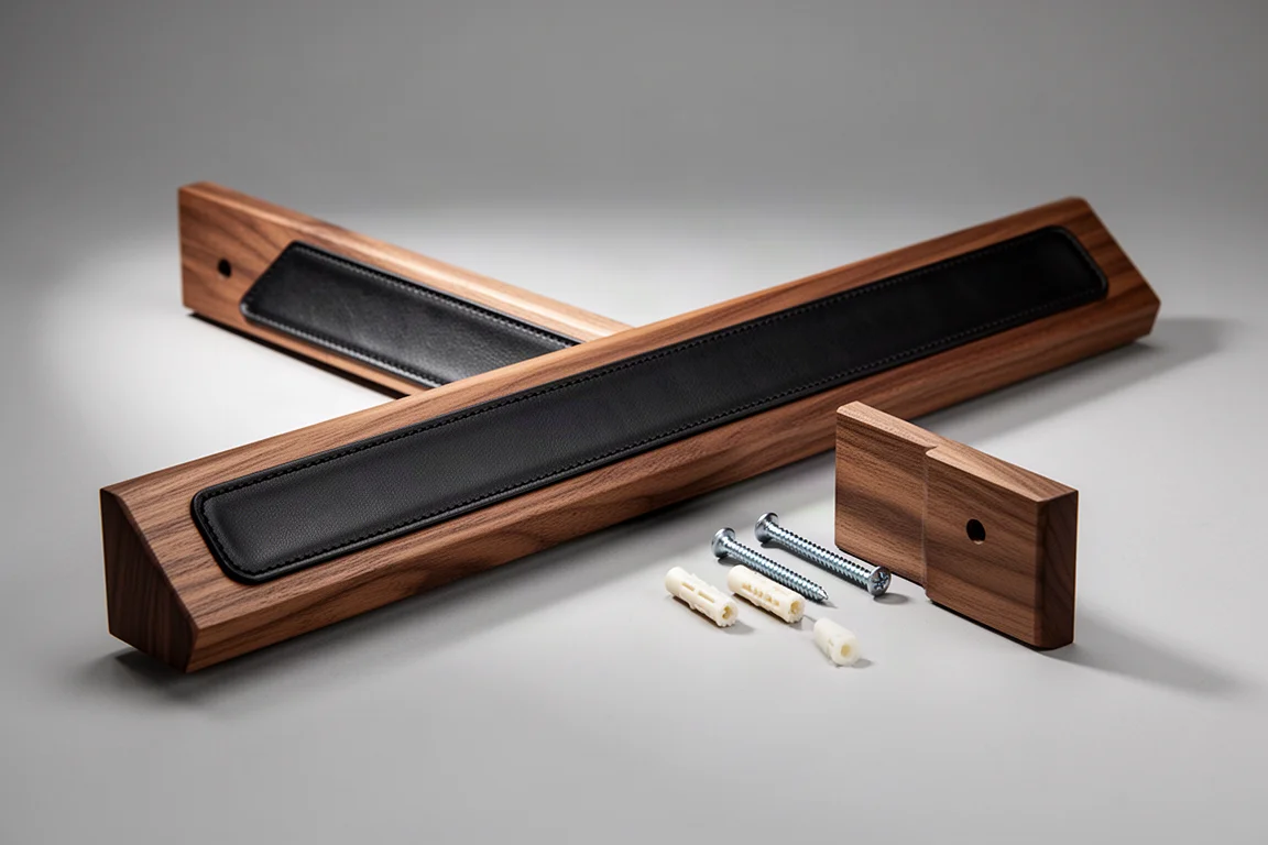 P. de Bear Magnetic Knife Wall Strips (50 cm, Black Leather, Walnut) product image