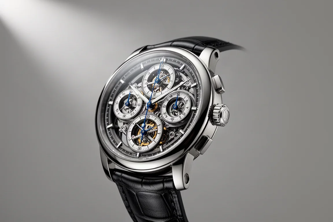 Selection of luxury wristwatches arranged on a dark slate surface