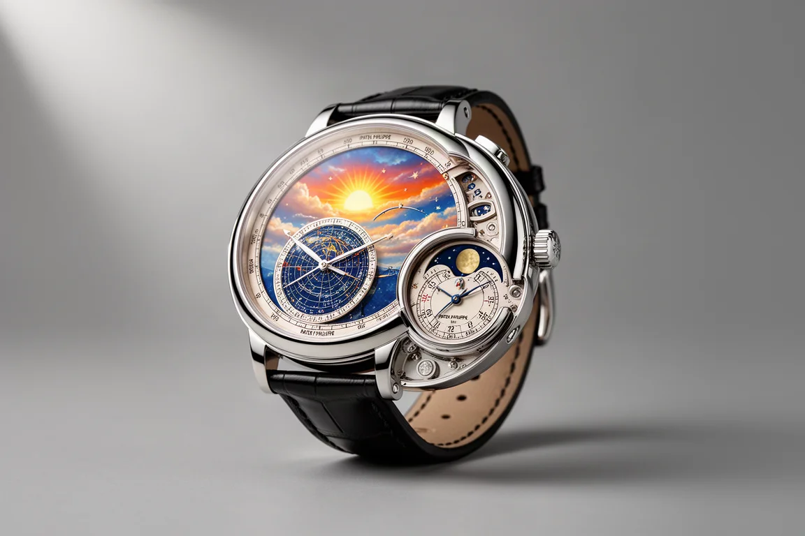 Selection of luxury wristwatches arranged on a dark slate surface