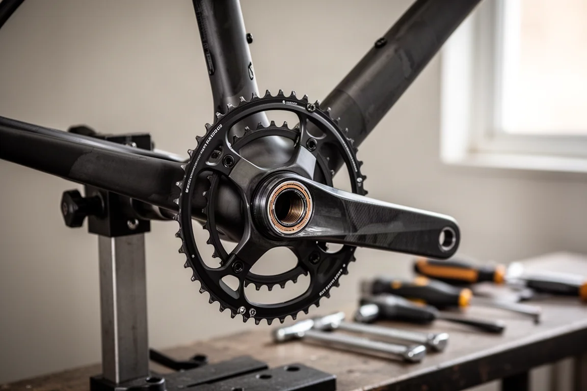 Overhead flat-lay of road cycling gear on a pale concrete surface